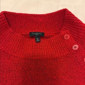 Talbots Scarlet Button-Detail Turtleneck Sweater